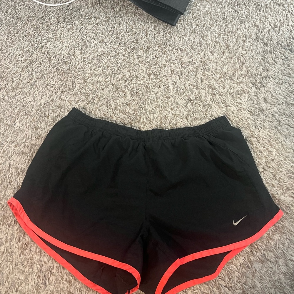 Nike Black and Pink Athletic Shorts with Elastic Waistband